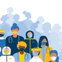 Illustration of women healthcare workers wearing masks.